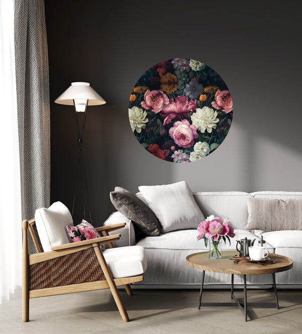 Annah Stretton - Midnight Floral Waltz Circle Mural