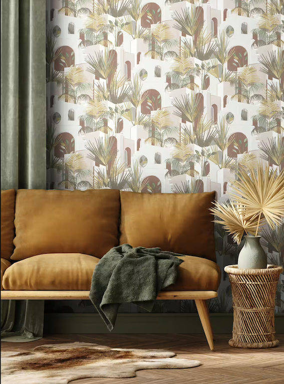 TROPICAL ARCHITECTURAL Wallpaper Pattern No 689105