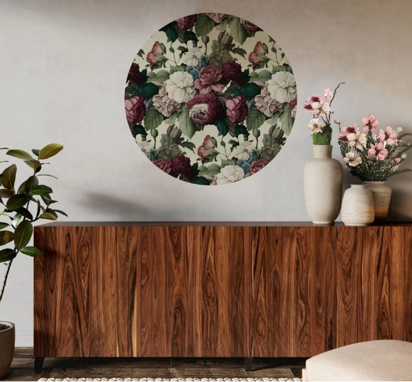 Annah Stretton - Cream J'adore Roses Circle Mural